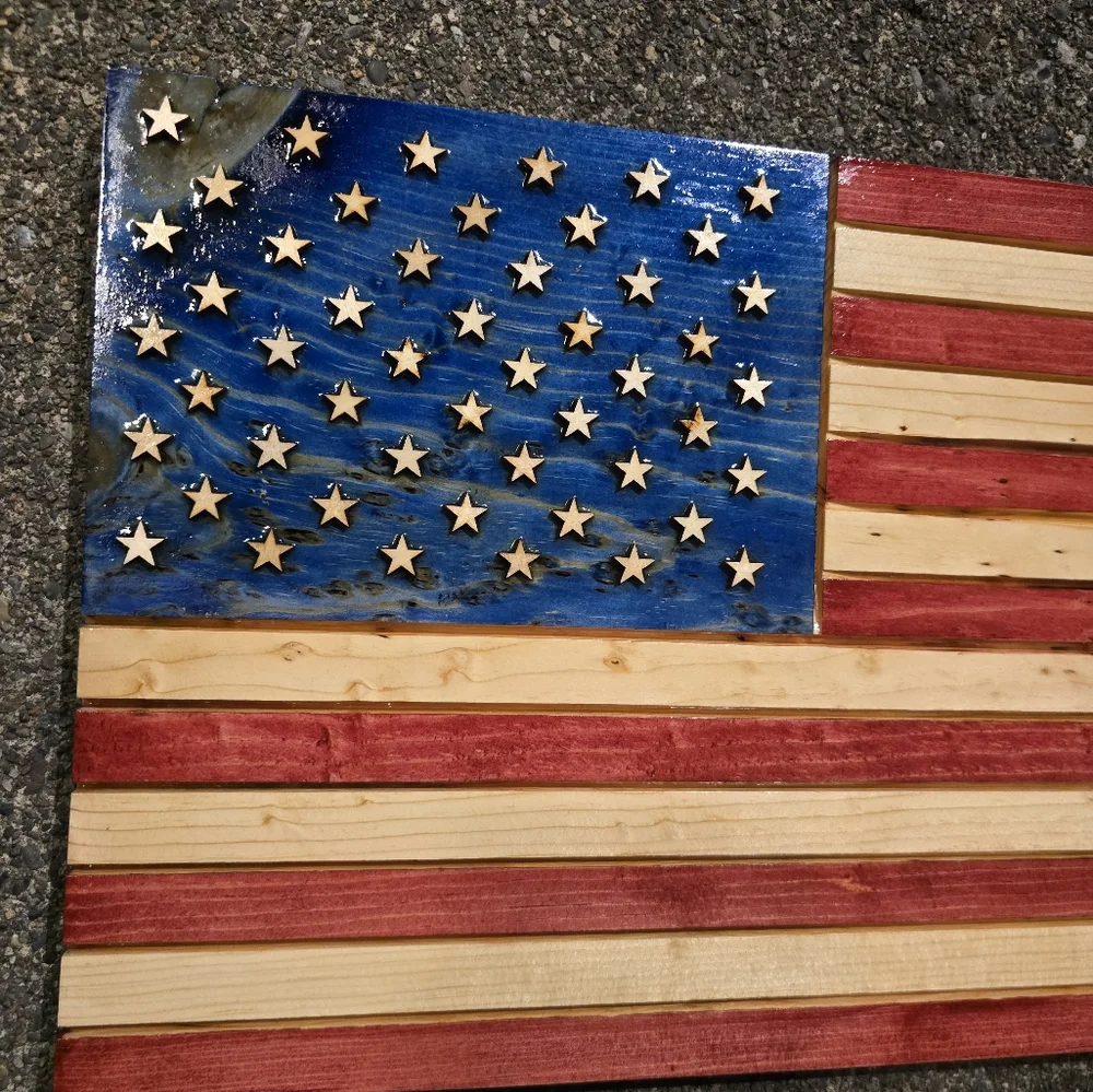Rustic American Flag Wooden Wall Art